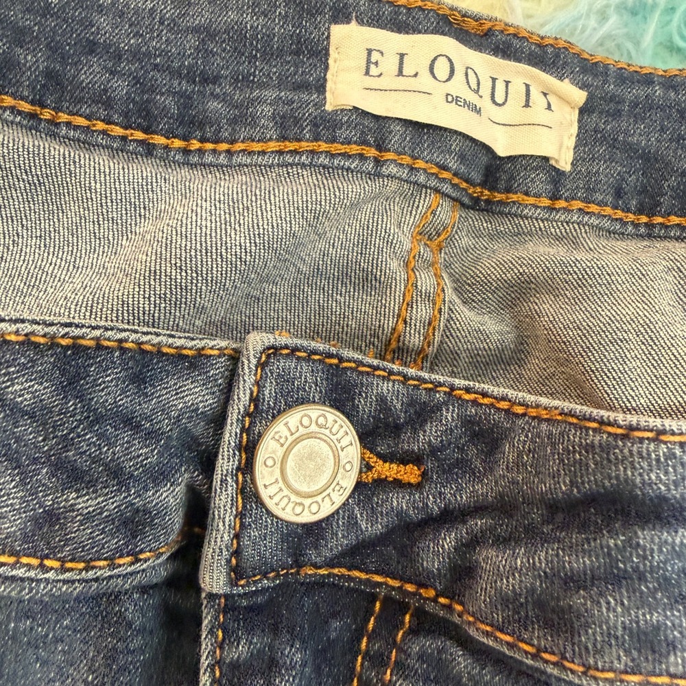 Eloquii Distressed Jeans Women 20 Blue Ripped Raw Hem Denim - Picture 7 of 11